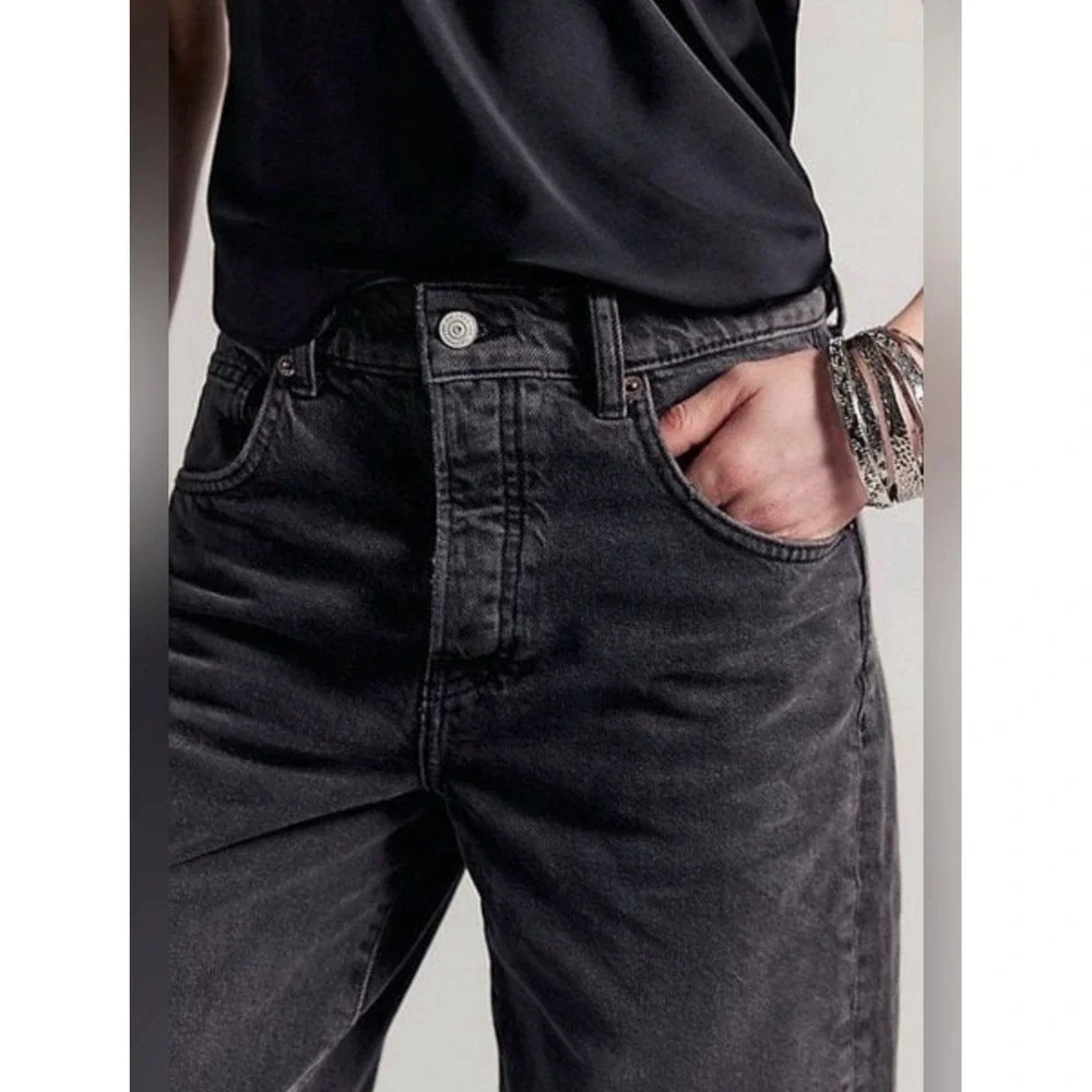 NWT Free People We The Free Jam Session Relaxed Capri Jeans Black Size 28